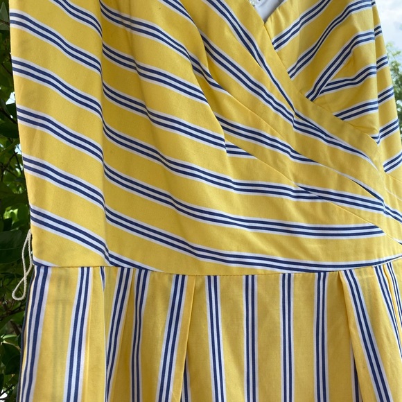 Talbots Yellow & Blue V-Neck Striped Sundress - Picture 2 of 6
